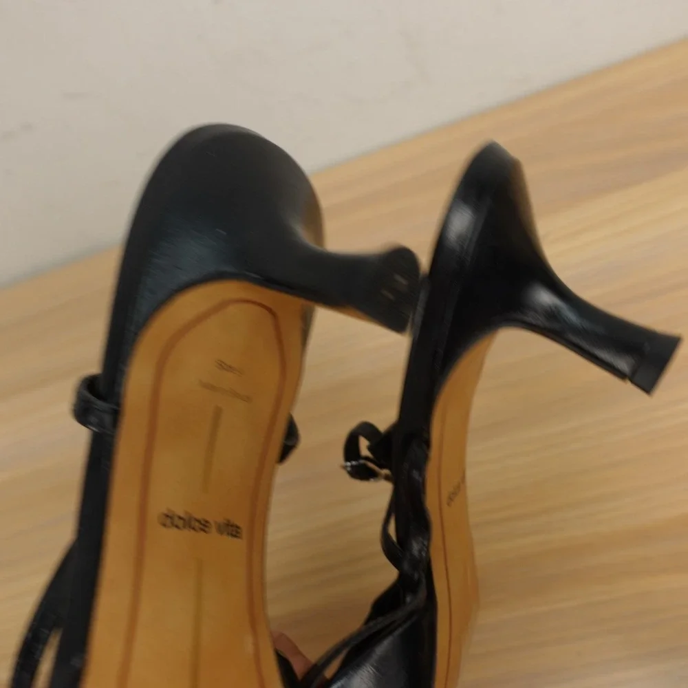 Dolce Vita Womens Slingback Heels 9 Black Y2K Minimalist Leather Kitten Heels